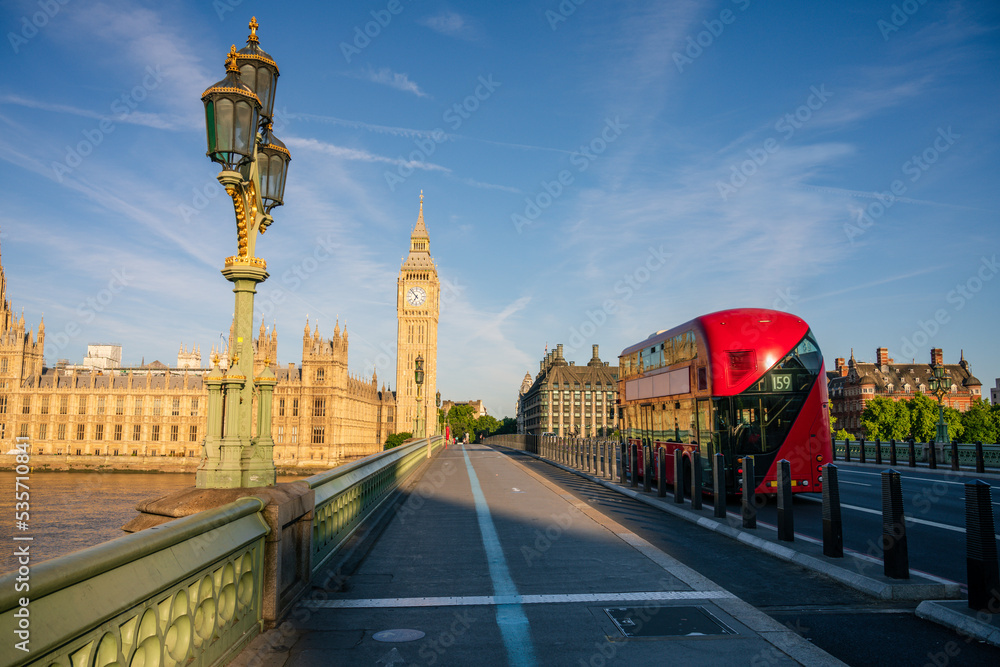 Naklejka premium Big Ben and Westminster bridge in London. England