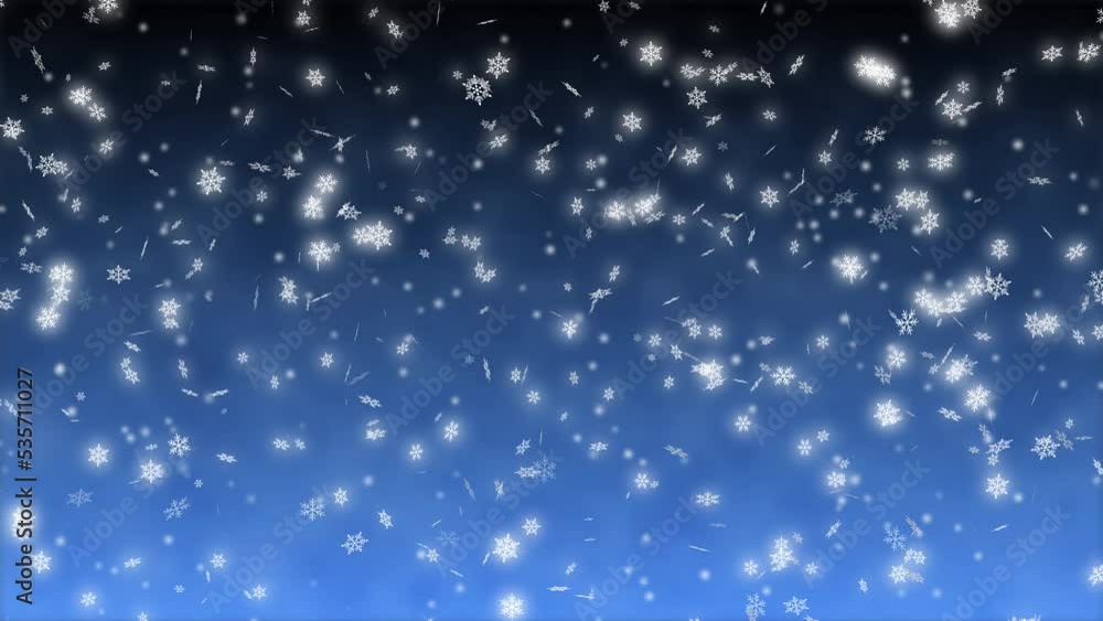 雪の結晶 舞う 吹雪 左から 【背景 グラデーション 黒 水色 冷気】 雪の結晶 舞う 吹雪 左から 【背景 グラデーション 黒 水色 冷気】