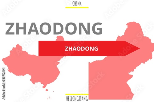 Zhaodong: Illustration mit dem Namen der chinesischen Stadt Zhaodong in der Provinz Heilongjiang photo