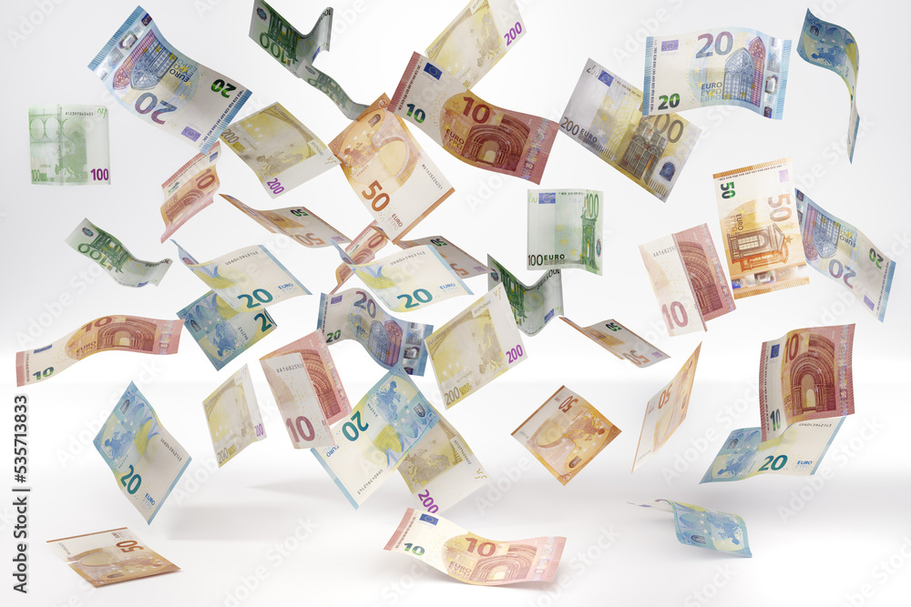 falling european euro banknote concept currency crash of euros banknotes falling into fire - obrazy, fototapety, plakaty 