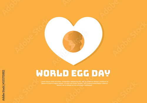 World egg day background banner poster with love egg on orange color.
