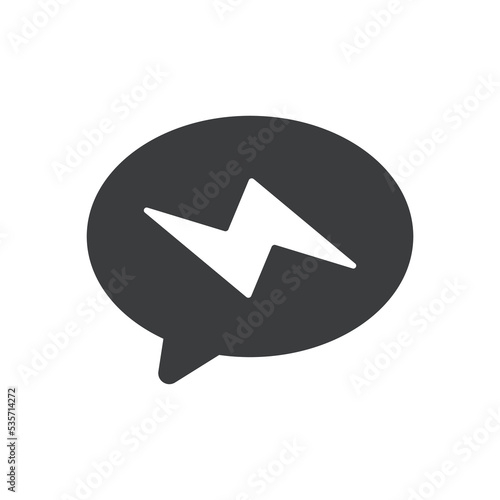 Lightning Bolt Chat Message Flat Vector Icon