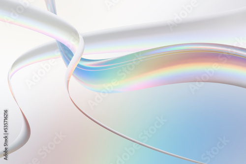 透明感のある美しい虹色の波線のオブジェクトのアブストラクト © studio I.M.S