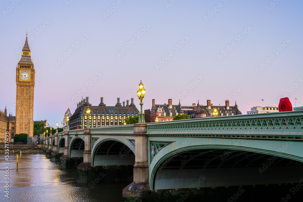 Big Ben and Westminster at sunrise in London. England Big Ben and Westminster at sunrise in London. England