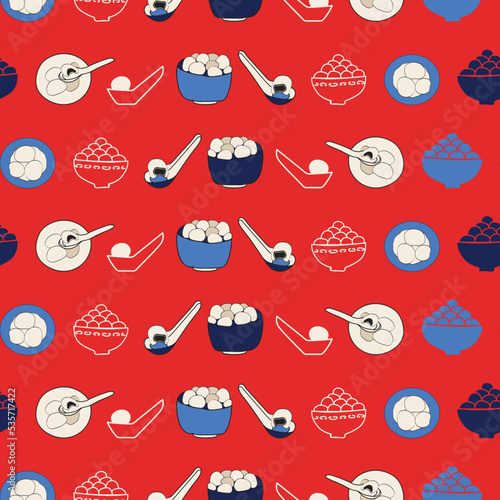 Vector red Chinese Yuanxiao glutinous rice balls for lantern festival background pattern