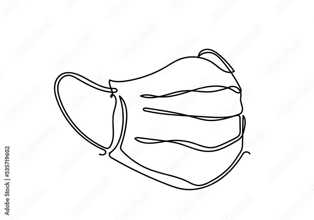 One continuous line drawing a medical face mask. Concept of coronavirus. One continuous line drawing a medical face mask. Concept of coronavirus.