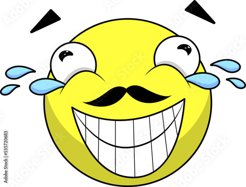 yellow emoticons emotions with moustache laughs