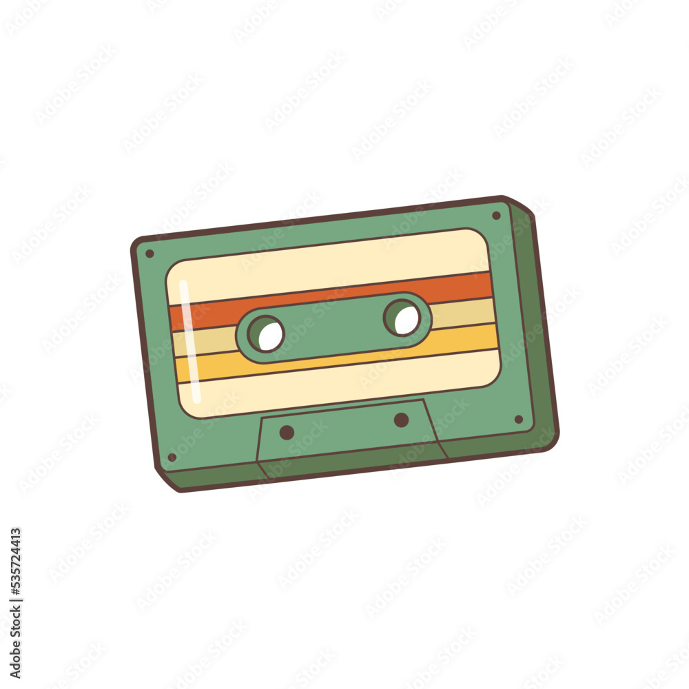 Fototapeta premium Cassette tape in retro style. Flat vector illustration.