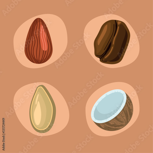 four nuts and seeds