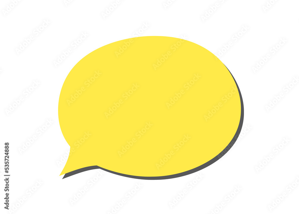 Isolated blank empty speech bubble (cute comic strip style). Yellow body, no border, gray shadow.
Isolated blank empty speech bubble (cute comic strip style). Yellow body, no border, gray shadow.