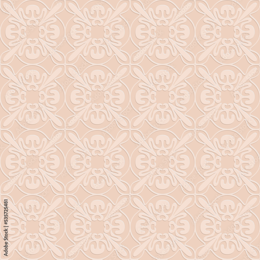 Arabic style seamless pattern, arabesque monochrome pattern, vector realistic illustration with shadow for design