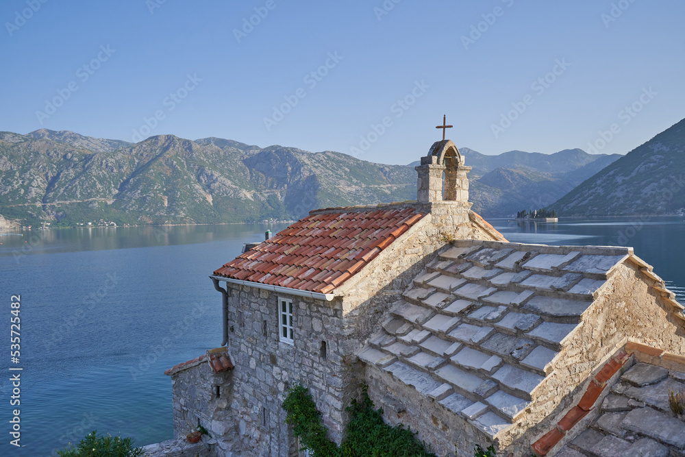 Stone Church of the Holy Angel by the sea in Montenegro