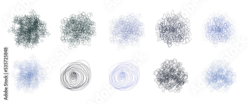 Abstract scribble art asset png, set of various abstract scribble hand drawn. Can be used for element, asset, component, decoration, custom brush.