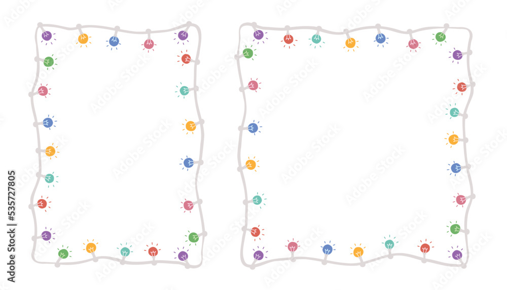 Colored light bulbs frames set on a white background Colored light bulbs frames set on a white background