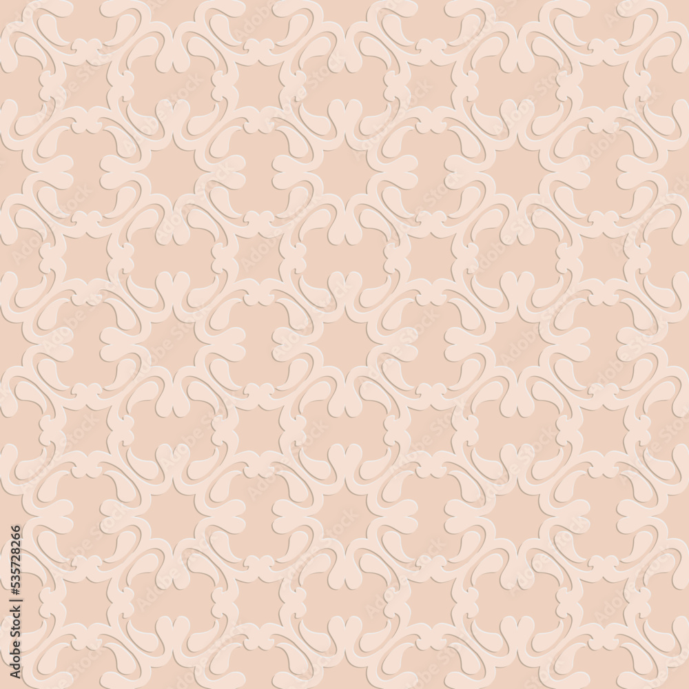 Beige seamless pattern, monochrome arabesque ornate arabic background for design and decoration, vector illustration