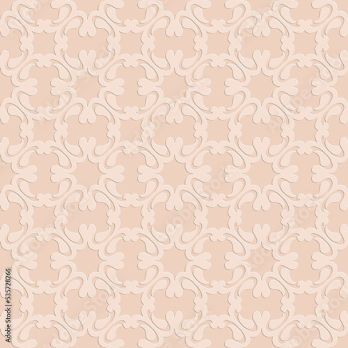 Beige seamless pattern, monochrome arabesque ornate arabic background for design and decoration, vector illustration