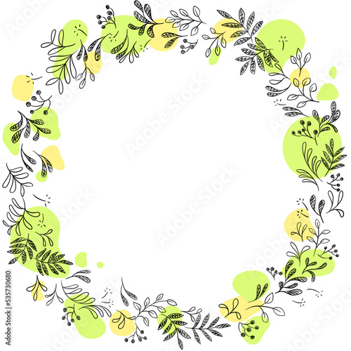 floral wreath yellow green- frame JPEG