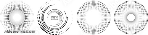 Halftone dots in circle form. round logo . vector dotted frame . design element
