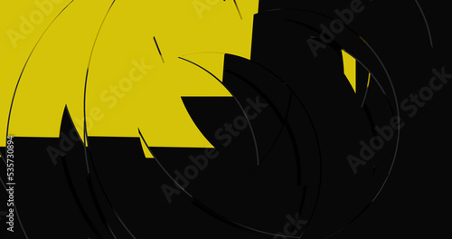 Render with black spiral with yellow light reflection