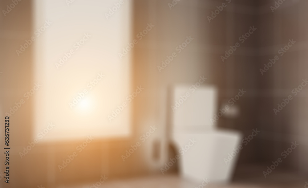 Fototapeta premium Clean and fresh bathroom with natural light. 3D rendering.. Suns. Abstract blur phototography.