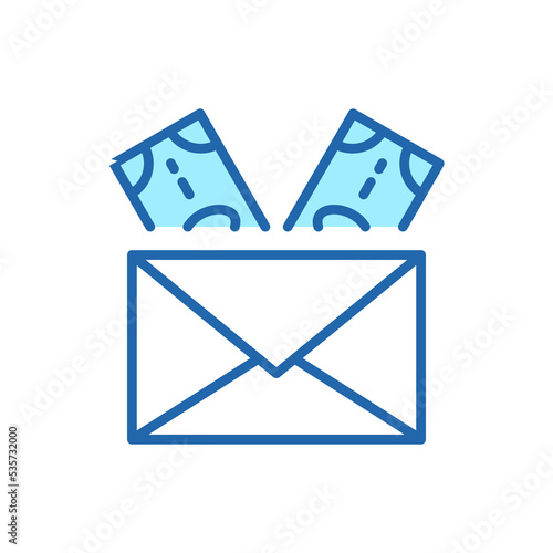 Envelope with Money Linear Icon. Financial Gift, Donation and Charity Pictogram. Banknote in Envelope Line Icon. Concept of money transfer, payment, Corruption. Editable stroke. Vector illustration