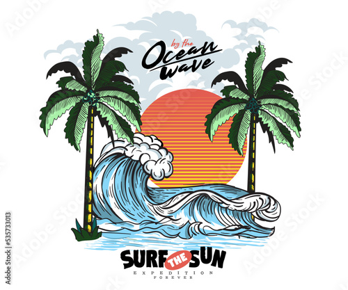 Beach Vibes, California a great sunset surf and paradise every time, sunset. surf and beach. vintage beach print. tee graphic design