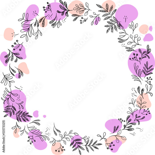 floral wreath pink purple- frame SVG