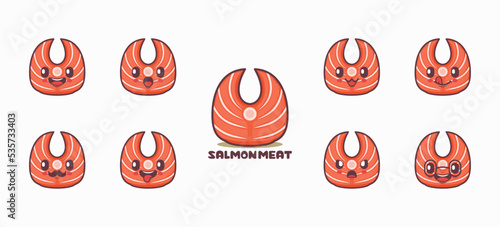 salmon meat or japanese sashimi cartoon. food vector illustration