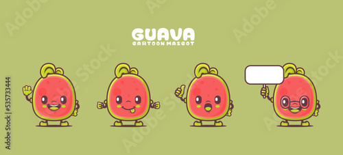 Guava cartoon mascot. fruit vector illustration