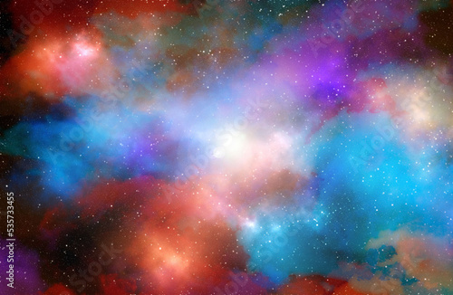 Fototapeta Naklejka Na Ścianę i Meble -  Space background with stardust and shining stars. Realistic cosmos and color nebula. Colorful galaxy. 3d illustration