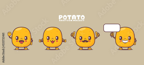 potato cartoon mascot. food vector illustration