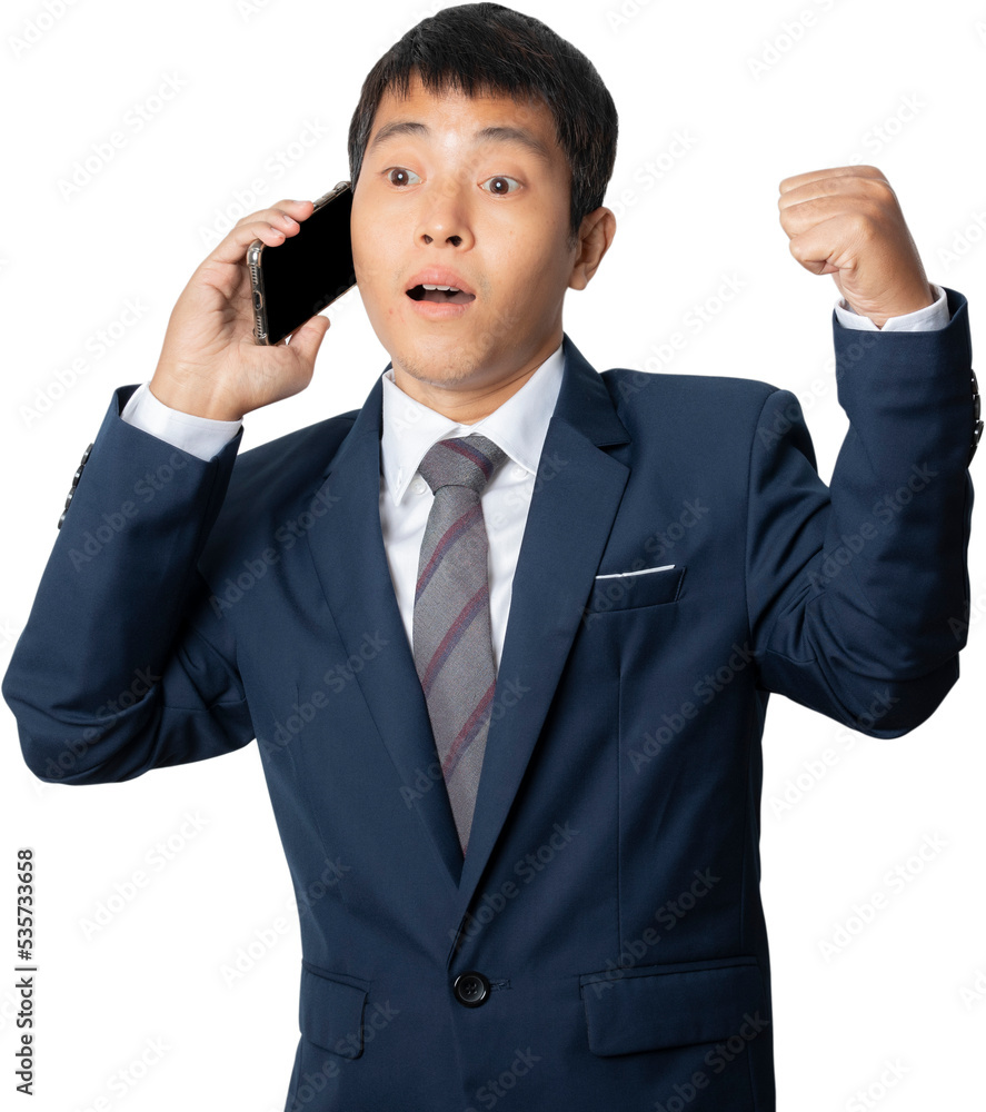 Portrait of businessman talking smartphone