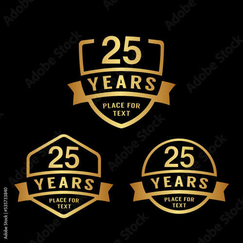 25 years anniversary celebration logotype. 25th anniversary logo collection. Set of anniversary design template. Vector illustration. 