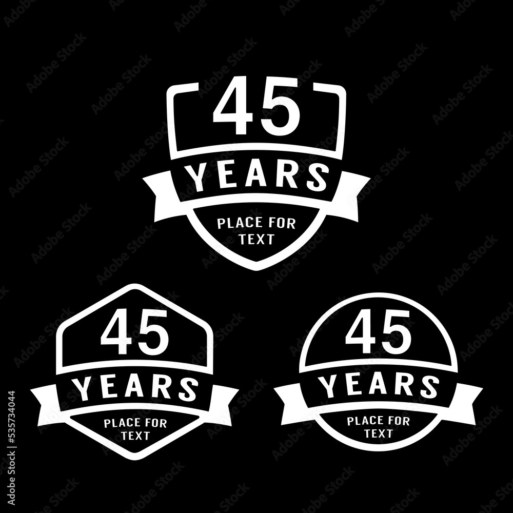 Obraz premium 45 years anniversary celebration logotype. 45th anniversary logo collection. Set of anniversary design template. Vector illustration. 