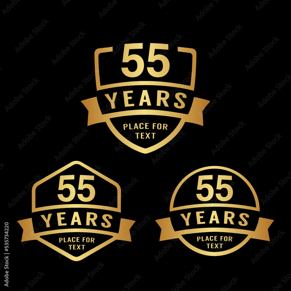 Obraz premium 55 years anniversary celebration logotype. 55th anniversary logo collection. Set of anniversary design template. Vector illustration. 