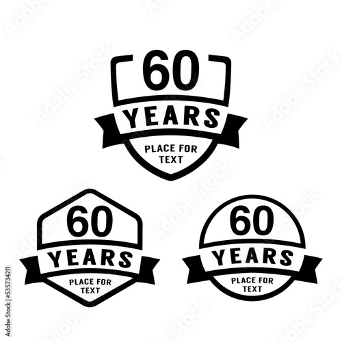 60 years anniversary celebration logotype. 60th anniversary logo collection. Set of anniversary design template. Vector illustration. 