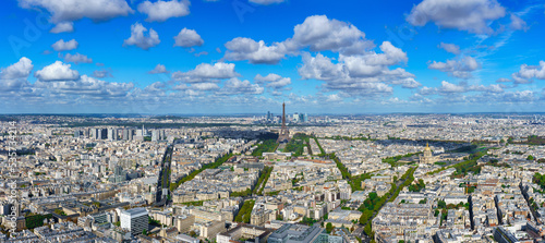 Aerial panoramic view of Paris with Eiffel Tower, France photo