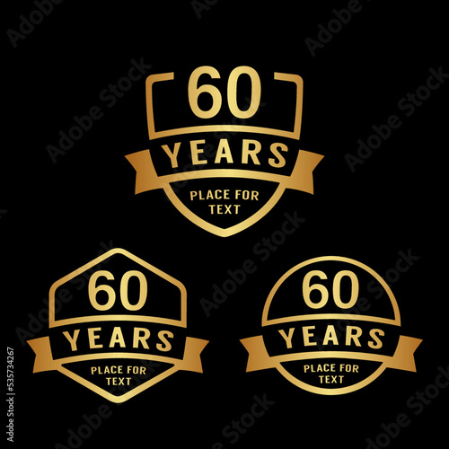 60 years anniversary celebration logotype. 60th anniversary logo collection. Set of anniversary design template. Vector illustration. 