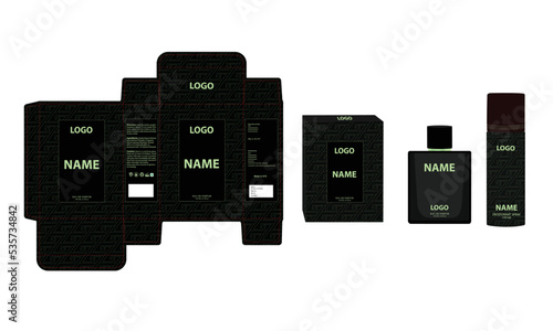 Packaging design, luxury perfume box, deo design mock up box. Illustration vector.