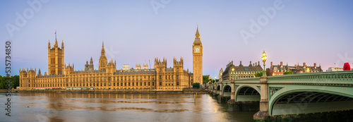 Big Ben panorama at dawn in London. England