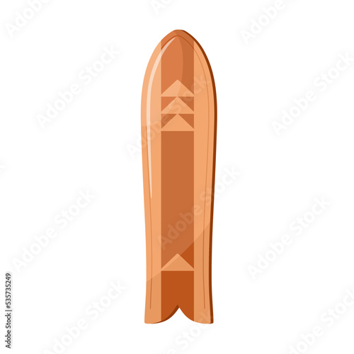 Alaia-type water board. Longboard, thin long surfboard top view. Beach sport ...