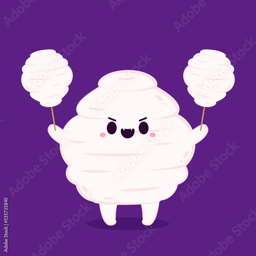 Cotton candy cartoon vector. Cotton candy in Halloween day. Cotton candy monster.