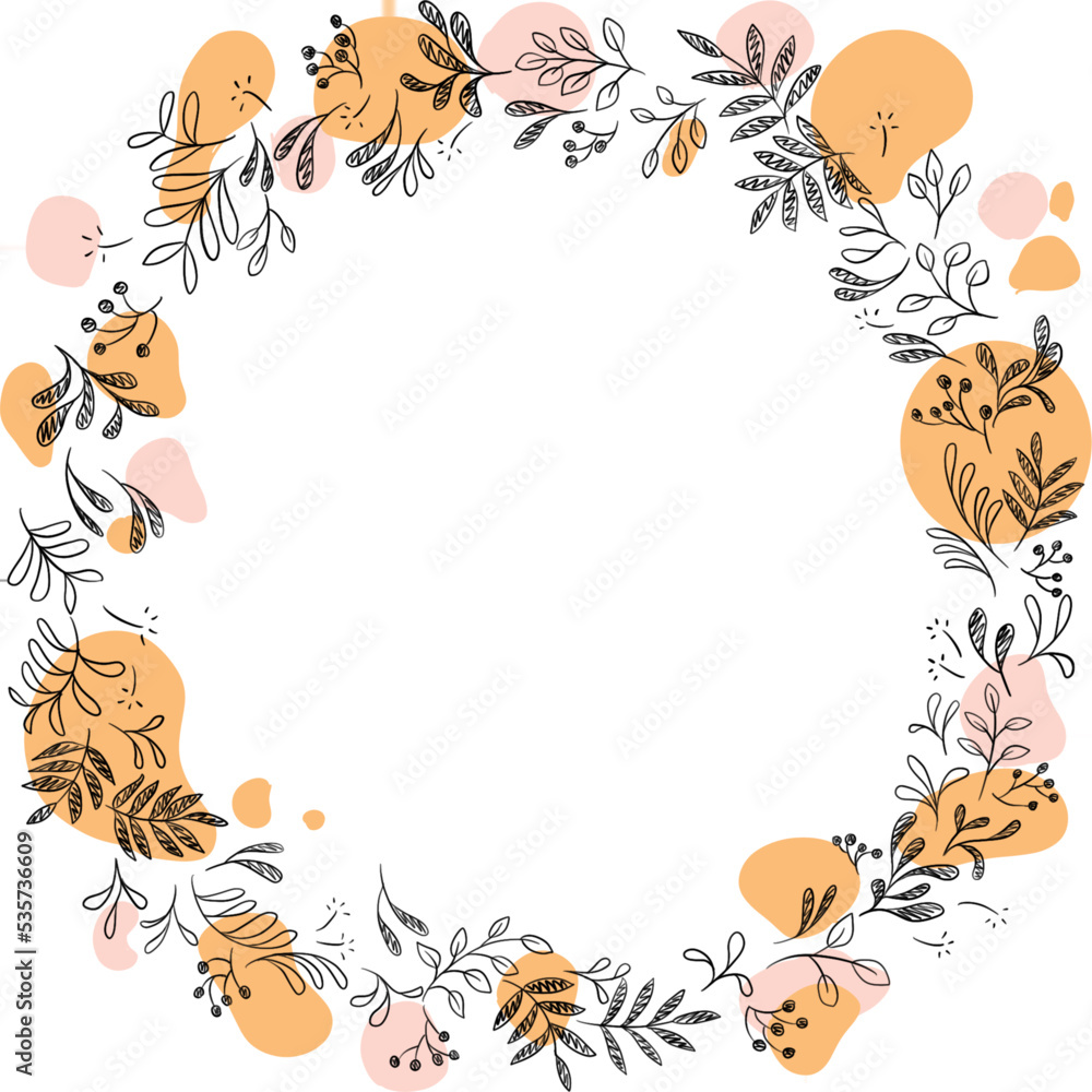 Fototapeta premium floral wreath pink brown- frame SVG