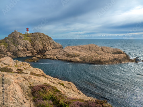 The fanous Lindesnes Lighthouse (Lindesnes fyr) at the southernmost tip of Norway, Agder county. photo