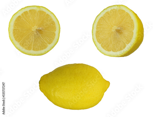 Set of lemon isolated on on transparent background , PNG file.