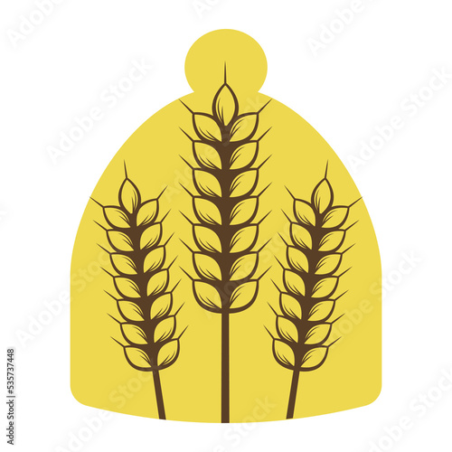 Hay stack and wheat ears icon isolated on white background, agricultural and livestock concept logo, harvesting, design element for flour packaging