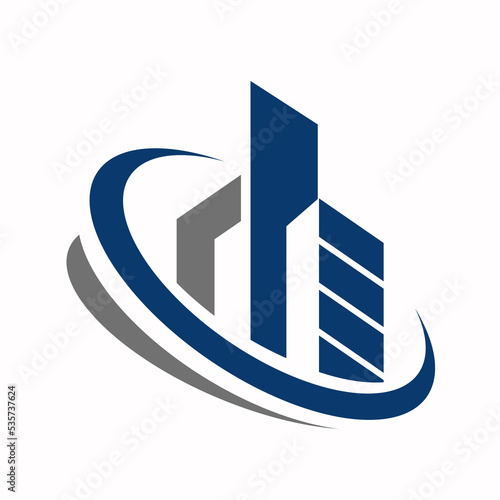 Abstract commercial building real estate logo design template vector illustration