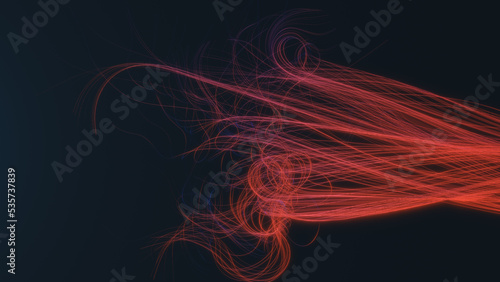 Abstract background with red glowing lines. Smooth curve lines illustration