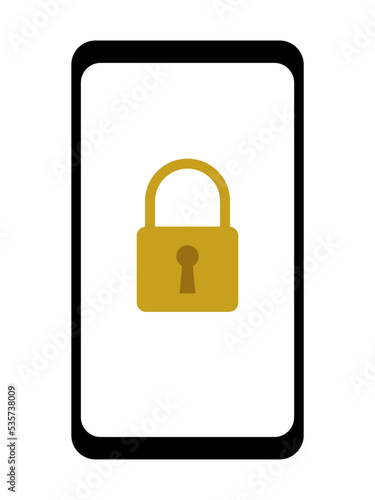 スマホ画面にシンプルな南京錠