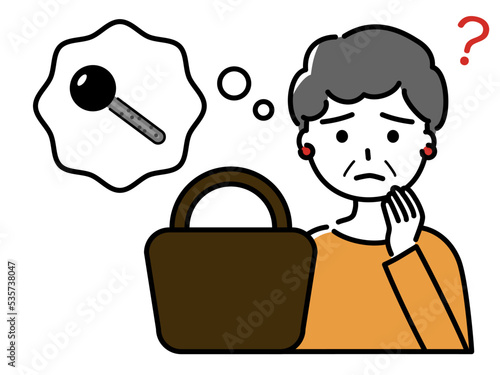 カバンにあるはずの鍵がなくて困る高齢女性